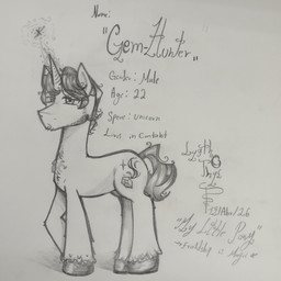 cutie_mark feral horn male male/male solo lygththys hasbro my_little_pony mythology fan_character gem_hunter equid equine horse mammal mythological_creature mythological_equine pony unicorn absurd_res graphite_(artwork) hi_res traditional_media_(artwork)