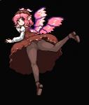 butt clothed clothing colored_nails dress female footwear hat headgear headwear inner_ear_fluff legwear nails panties pantyhose rear_view red_nails shoes solo tights tuft underwear upskirt wings takorin touhou mystia_lorelei animal_humanoid avian avian_humanoid humanoid digital_media_(artwork) low_res pixel_(artwork)