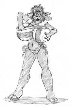 anthro ball beach_ball bikini breasts clothed clothing covering covering_breasts covering_self dreadlocks female inflatable pool_toy simple_background solo stuffed_shirt swimwear two-piece_swimsuit young wolfkidd constance_blacksheep bovid caprine domestic_sheep mammal sheep 2014 monochrome