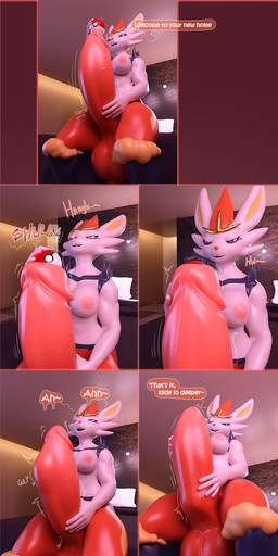 anthro balls bed bedroom bedroom_eyes big_balls big_breasts big_penis breasts cock_vore furniture genitals huge_penis intersex muscular narrowed_eyes penile penis pokeball_vore pokemon_pred pokemon_prey seductive solo tongue tongue_out vein veiny_penis vore hiddenmask18 nintendo pokemon cinderace generation_8_pokemon pokemon_(species) 3d_(artwork) absurd_res blender_(artwork) comic digital_media_(artwork) hi_res