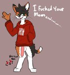 anthro clothed clothing insult insulting_viewer male pantsless partially_clothed partially_clothed_anthro solo claudeartz hunter_(hhdrawer) calico_cat domestic_cat felid feline felis mammal