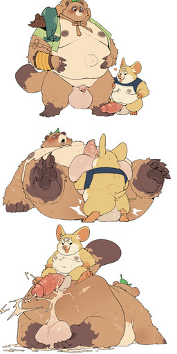 4_fingers 4_toes 5_fingers after_anal after_orgasm after_sex alternate_species anal anal_penetration anthro anthro_on_anthro anthro_penetrated anthro_penetrating anthro_penetrating_anthro aroused balls balls_deep belly big_balls big_balls_small_penis big_belly big_butt big_moobs big_penis black_eyes blush bodily_fluids bottomless bottomless_anthro bottomless_male brown_body brown_fur brown_markings brown_nipples brown_nose brown_pawpads brown_tail brown_tail_tip butt cheek_tuft chest_tuft clothed clothing cum cum_drip cum_from_ass cum_in_ass cum_inside cum_on_balls cum_on_butt cum_on_ground cum_on_penis cumshot darkened_balls darkened_genitalia darkened_nipples darkened_penis dipstick_fingers dipstick_tail disproportionate_genitalia dominant dominant_male dot_eyes dripping duo ejaculation emanata erection excited eyes_closed facial_tuft feet fingers flaccid fluffy foot_on_balls foreskin front_view fur genital_fluids genitals glans glistening glistening_balls glistening_butt glistening_genitalia glistening_glans glistening_nipples glistening_pawpads glistening_penis gloves_(marking) hand_on_balls hand_on_belly hand_on_leg hat head_tuft headgear headwear heart_symbol holding_balls huge_butt huge_penis huge_thighs hyper hyper_genitalia hyper_penis kemono larger_anthro larger_male larger_penetrated leaf leaf_on_head leg_markings looking_at_another looking_pleasured lying male male/male male_penetrated male_penetrating male_penetrating_male markings moobs motion_lines multicolored_body multicolored_fur navel nipples on_back on_front open_mouth open_smile orange_markings orange_nose outie_navel overweight overweight_anthro overweight_bottom overweight_dom overweight_male overweight_sex overweight_sub overweight_top pawpads penetration penile penile_penetration penis penis_in_ass penis_size_difference pink_nose pink_penis rear_view sex short_tail shortstack simple_background simple_eyes sitting_on_another size_difference slightly_chubby slightly_chubby_anthro slightly_chubby_male small_but_hung small_dom_big_sub small_penis small_top_big_bottom smaller_anthro smaller_male smile snout socks_(marking) standing sun_hat sweat sweatdrop sweaty_back sweaty_belly sweaty_body sweaty_butt sweaty_face sweaty_legs sweaty_moobs sweaty_thighs tail tail_markings tan_balls tan_body tan_fur tan_penis text thick_penis thick_thighs toes toilet tongue tongue_out tuft two_tone_tail vein veiny_penis white_background white_eyes white_tail wide_hips x_navel yellow_body yellow_fur quanjiang blizzard_entertainment overwatch hammond_(overwatch) roadhog_(overwatch) canid canine cricetid hamster mammal raccoon_dog rodent tanuki 2025 absurd_res colored comic english_text flat_colors hi_res sequence shaded simple_shading