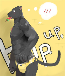 abs anthro biceps black_body black_fur blush bulge clothed clothing dessert embarrassed food fruit fur ice_cream male melanistic melon muscular muscular_anthro muscular_male pecs plant popsicle pose red_eyes simple_background solo speedo swimwear tail text topless watermelon watermelon_popsicle watermelon_slice yellow_background ondoteiko felid mammal pantherine absurd_res english_text hi_res