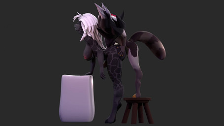 2_horns anal anal_penetration anthro anthro_on_anthro anthro_penetrated anthro_penetrating anthro_penetrating_anthro anus ball_tuft balls big_butt black_body black_fur breasts butt cloven_hooves duo female female_penetrated floppy_ears fluffy fluffy_tail fur furniture genitals grey_body grey_fur hair hand_on_butt hooves horn larger_female looking_pleasured male male/female male_penetrating male_penetrating_female orange_anus penetration penile penile_penetration penis_in_ass red_hair sex size_difference smaller_male tail tuft vulva white_hair aozorart maia_(zylanosz) zylanos_(zylanosz) bovid caprine giraffe giraffid goat hybrid mammal mephitid procyonid raccoon skunk 16:9 3d_(artwork) animated digital_media_(artwork) hi_res no_sound short_playtime turntable_(animation) video widescreen