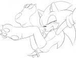 accessory anthro blush butt claws clothing collar fake_paws femboy footwear furgonomics gloves handwear legwear male paw_gloves paw_socks pawpads ribbons smile socks solo tail tail_accessory thigh_highs sikai sega sonic_the_hedgehog_(series) sonic_the_hedgehog eulipotyphlan hedgehog mammal black_and_white monochrome