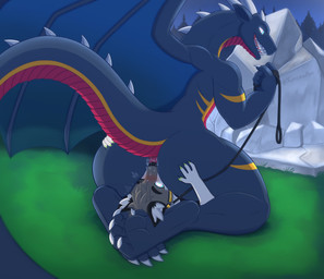anal big_butt black_body black_ears black_fur blush bodily_fluids butt butt_grab claws collar dominant duo facesitting feet feral fingers fur grass grey_body grey_fur hair hand_on_butt hindpaw horn hypnosis larger_dom larger_male leash leash_pull lying male male/male mind_control nails night nose_to_anus nude on_back open_mouth oral outside paws plant raised_tail rimming rock saliva sex sitting sitting_on_another size_difference sky smaller_male smile spiked_collar spikes star tail teeth toe_claws tongue tree white_body white_fur wings tweezalton mythology bunsen shoji_(character) canid canine canis dragon hybrid mammal mythological_creature mythological_scalie scalie wolf absurd_res hi_res