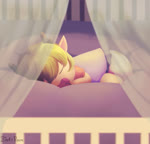 baby clothed clothing crib curtains diaper female green_hair hair horn object_in_mouth pacifier pacifier_in_mouth partially_clothed peaceful sleeping solo toddler wearing_diaper young binkyroom horned_humanoid humanoid satyr animated high_framerate loop no_sound short_playtime webm