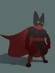 anthro cape clothing clutching green_eyes looking_at_viewer male muscular muscular_anthro muscular_male red_cape red_clothing solo stare toonarscontent cartoon_network mao_mao:_heroes_of_pure_heart sheriff_mao_mao_mao domestic_cat felid feline felis mammal 3:4