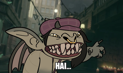 anthro big_fangs curimeme facial_piercing fangs humor membrane_(anatomy) membranous_wings nose_piercing nose_ring parody piercing ring_piercing screencap screencap_background septum_piercing septum_ring shitpost teeth text wearing_hat wings gremlinchalk curi deadlock_(game) disney lilo_and_stitch valve ivy_(deadlock) stitch_(lilo_and_stitch) gargoyle 2024 artist_name crossover english_text hi_res impact_(font) meme redraw