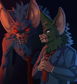 black_body black_fur clothed clothing for_a_head fur humanoid_hands mostly_nude necktie necktie_only red_eyes red_necktie solo white_eyes emptity dispatch sonar_(dispatch) animal_head animal_humanoid bat humanoid mammal absurd_res hi_res