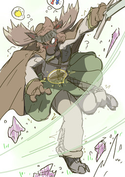 accident anthro antlers armor bladder blush bodily_fluids brown_body clothed clothing desperation female genital_fluids hair horn looking_at_viewer melee_weapon organs red_hair solo sword urine weapon yellow_eyes mttbsmn arses_(mttbsmn) deer mammal new_world_deer reindeer absurd_res hi_res