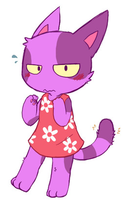 anthro biped blush blush_lines clothed clothed_anthro clothed_male clothing crossdressing dress embarrassed floral_print fur looking_at_viewer male male_anthro markings pattern_clothing pattern_dress purple_body purple_fur purple_spots purple_stripes red_clothing red_dress simple_background solo spots spotted_markings standing striped_markings striped_tail stripes tail tail_markings white_background oob animal_crossing nintendo bob_(animal_crossing) domestic_cat felid feline felis mammal 2015 digital_media_(artwork)
