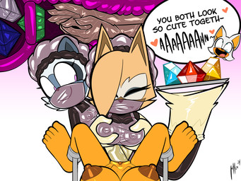 ahegao anthro blue_eyes blue_gem blush blush_lines bodily_fluids bound breast_fondling breast_play breasts cavity_storage cervical_penetration cervix chaos_emerald clitoris closed_smile clothing cutaway cute_fangs double_fisting double_penetration double_vaginal duo_focus eye_roll eyes_closed fangs female female/female female_anthro female_pov fingernails first_person_view fisting fondling gem genital_fluids genitals glistening glistening_latex gloves gradient_background green_gem group gynecological_chair hair hair_over_eye hand_on_breast handwear hearts_around_text holding_tray huge_eyes internal internal_vaginal interrupted_speech latex legs_tied looking_at_another looking_pleasured mask medical medical_instrument medium_breasts moan mouth_closed nails no_pupils object_in_uterus penetration pink_eyes pointy_ears prick_ears reaction_shot red_gem scientific_instrument simple_background slim_anthro slim_female smile speech_bubble surgical_mask tail_hold teeth tilde_after_text translucent translucent_latex trio uterus vaginal vaginal_canal vaginal_fisting vaginal_fluids vaginal_fluids_on_hand vaginal_fluids_on_object vaginal_penetration vaginal_storage vowelless vowelless_vocalization vulva white_gem yellow_gem lettuce_(artist) idw_publishing sega sonic_the_hedgehog_(comics) sonic_the_hedgehog_(idw) sonic_the_hedgehog_(series) rouge_the_bat tangle_the_lemur whisper_the_wolf bat canid canine canis lemur mammal primate ring-tailed_lemur strepsirrhine wolf 2024 4:3 absurd_res dated flat_colors hi_res signature