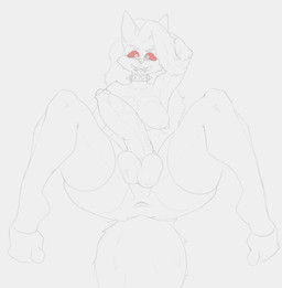 anthro anus big_penis breasts collar crossgender fluffy fluffy_tail ftg_crossgender fti_crossgender genitals gynomorph intersex penis red_sclera solo spiked_collar spikes tail atpandotcom hellaverse helluva_boss mythology loona_(helluva_boss) canid canid_demon canine demon hellhound mammal mythological_canine mythological_creature hi_res line_art source_request unavailable_at_source