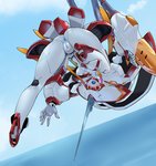 action_pose anus blush breasts butt camel_toe censored cloud darling_in_the_franxx female genitals heart_censor heart_symbol humanoid machine nipples not_furry pochincoff pose pussy robot robot_humanoid solo strelizia studio_trigger y_anus