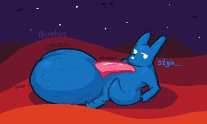 balls big_balls big_penis blue_body body_outline bump churn churning_balls cock_vore desert genitals huge_balls hyper hyper_balls hyper_genitalia lying male night on_back on_tail penile penis semi-anthro shlorp sigh simple_background sitting_on_tail slosh solo tapering_penis vore svehaq_(artist) rain_world videocult blueberry_(svehaq) lizard_(rain_world) slugcat 5:3 signature