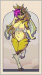 anthro big_breasts breasts female floppy_ears hair long_hair looking_at_viewer lop_ears navel nipples nude purple_eyes smile solo standing tail thick_thighs yellow_body mewtrix lagomorph leporid mammal rabbit 9:16 full-length_portrait hi_res portrait