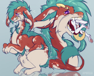 ambiguous_gender anthro aphella balls bodily_fluids duo erection feral genitals knot knotted_penis male male/ambiguous paws penis saliva stuffing vore oleanderkelly mythology dragon mythological_creature mythological_scalie scalie female_(lore)