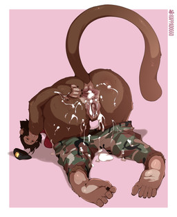 anthro anus big_butt blush bodily_fluids bottomwear bottomwear_down breasts butt clothed clothing cum cum_in_ass cum_inside cum_on_butt feet female genital_fluids genitals hat headgear headwear looking_at_viewer looking_back pants pants_down partially_clothed prehensile_feet presenting presenting_anus presenting_hindquarters raised_tail simple_background solo spread_anus spread_butt spreading tail tail_anus toes vulva kappadoggo haplorhine mammal monkey primate 2018 hi_res