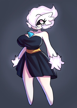 big_breasts black_clothing black_dress blush breasts clothing dress female fire gold_belt hair horn smile smiling_at_viewer solo white_body white_eyes white_hair wither_(nickzilla) vic88 nintendo pokemon gardevoir generation_3_pokemon ghost humanoid pokemon_(species) spirit hi_res
