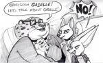 2016 anthro benjamin_clawhauser caliosidhe canid canine cheetah clothed clothing disney felid feline female fennec_fox finnick_(zootopia) fox fur gwen_fawkes low_res male mammal simple_background solo true_fox zistopia zootopia