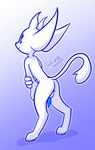 antennae_(anatomy) anthro anus balls biped blue_penis blush butt erection fingers floor_shadow fur genitals glowing gradient_background hand_on_arm hooves looking_at_viewer male nude penis presenting presenting_hindquarters simple_background slim slim_anthro slim_male small_waist smile solo standing tail tapering_penis white_body white_fur joxh microsoft ori_(series) xbox_game_studios ori_(ori) guardian_spirit mammal 2025 artist_name blue_and_white cel_shading digital_drawing_(artwork) digital_media_(artwork) monochrome shaded simple_shading