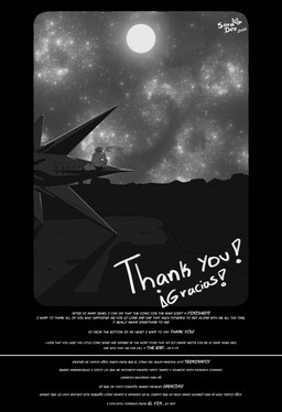 anthro clothed clothed_anthro clothed_male clothing full_moon fur hair male moon sitting sky solo spacecraft star starry_sky tail text vehicle soradezwolfox nintendo star_fox wolf_o'donnell canid canine canis mammal wolf comic english_text hi_res monochrome spanish_text