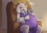 absurd_res anthro belly big_belly big_breasts birth bodily_fluids boss_monster_(undertale) bovid breasts breath caprine contraction contractions darlondemonic discomfort female goat hi_res huge_belly hyper hyper_pregnancy labor labor_pains mammal one_eye_closed panting pregnant pregnant_anthro pregnant_female solo sweat toriel tremble_spikes undertale undertale_(series) water_break water_breaking