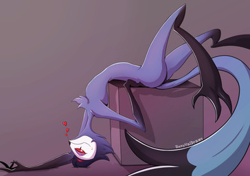 4_eyes anthro arched_back blue_body butt gesture glowing glowing_eyes looking_at_viewer lying male multi_eye nude on_back pupils red_eyes simple_background smile smiling_at_viewer solo suggestive suggestive_gesture tail white_pupils roxyvaldraws hellaverse helluva_boss stolas_(helluva_boss) avian bird demon owl owl_demon hi_res