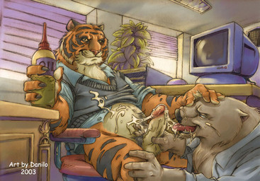 2003 balls bear bottomless computer cum cum_in_mouth cum_inside cum_on_face cum_on_tongue erection feline furryrevolution gay humanoid_penis inside male mammal messy oral penis polar_bear sitting tiger tongue tongue_out
Rating: Explicit
Score: 15
User: Vinea
Date: March 01, 2014