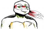 anthro clothed clothing green_eyes half-closed_eyes kerchief looking_at_viewer male markings mask mole_(marking) narrowed_eyes notched_shell shell simple_background smile smirk solo white_background inkyfrog teenage_mutant_ninja_turtles raphael_(tmnt) reptile scalie turtle 2018