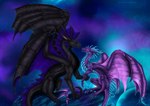 claws detailed_background duo feral horn membrane_(anatomy) membranous_wings night outside scales sky spines star starry_sky tail wings selianth european_mythology mythology dragon mythological_creature mythological_scalie scalie western_dragon 2022 digital_media_(artwork) hi_res