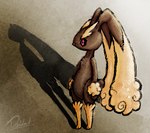 ambiguous_gender anthro brown_body empty_eyes fur lonely pink_eyes pink_nose shadow solo yellow_body yellow_fur deidad_dissitum nintendo pokemon generation_4_pokemon lopunny pokemon_(species) hi_res