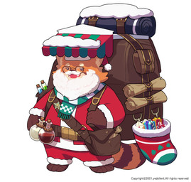 4_toes anthro backpack barefoot biped christmas_clothing christmas_headwear clothing costume eyewear feet glasses hat headgear headwear holidays kemono overweight santa_costume santa_hat simple_background snow solo toes white_background yed christmas ailurid mammal red_panda 2021 absurd_res hi_res