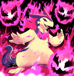 ambiguous_gender anthro blue_body blue_fur colored_fire fire fur open_mouth purple_eyes purple_fire solo standing tan_arms teeth yellow_body yellow_fur the-chu nintendo pokemon pokemon_legends_arceus generation_8_pokemon ghost hisuian_form hisuian_typhlosion pokemon_(species) regional_form_(pokemon) spirit 2022 hi_res