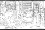 anthro bathrobe big_breasts big_penis biped black_bars breasts clothed clothed_anthro clothing dialogue eyewear female genitals glasses growth gynomorph hat headgear headwear hotel huge_breasts huge_penis hyper hyper_breasts hyper_genitalia hyper_penis intersex page_number penis robe speech_bubble sun_hat swimwear text work_uniform rabid anatid anseriform avian bird cetacean chicken duck felid galliform gallus_(genus) lion mammal marine mink mustelid musteline pantherine phasianid sperm_whale toothed_whale true_musteline whale 2019 artist_name black_and_white comic digital_drawing_(artwork) digital_media_(artwork) english_text hi_res letterbox line_art monochrome url