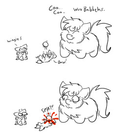 ambiguous_gender baby_talk ball blood blood_splatter bodily_fluids crush death derp_eyes dialogue dying eye_popping eyelashes feral gore group hair looking_at_another lying neonate on_back playing shocked sitting smile standing tail text trio wings young young_ambiguous young_feral anonymous_artist fluffy_pony mythology equid equine fluffy_pony_(species) mammal mythological_creature mythological_equine pegasus digital_media_(artwork) english_text