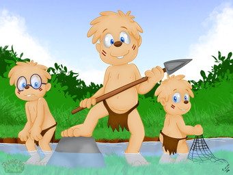 blue_eyes bottomwear clothing eyewear fishing glasses loincloth looking_at_viewer markings melee_weapon nature polearm spear tribal tribal_markings wardrobe_malfunction weapon young k_vicko alvin_and_the_chipmunks alvin_seville simon_seville theodore_seville chipmunk ground_squirrel mammal rodent sciurid 4:3 absurd_res hi_res