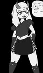 alternative_fashion anthro biped bottomwear cat_stockings clothed clothing crossdressing eyewear femboy glasses goth male simple_background simple_drawing skirt solo blackpatapon deltarune undertale_(series) ralsei bovid caprine goat mammal 3:5 alpha_channel hi_res monochrome