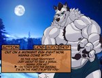 anthro bulge detailed_bulge gameplay_mechanics male muscular solo text visual_novel_interface heartlessfang mythology tiberious werewolf_wednesday canid canine canis mammal mythological_canine mythological_creature werecanid werecanine werecreature werewolf wolf absurd_res english_text hi_res