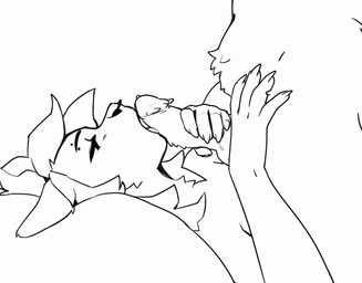 anthro anthro_on_anthro biped bodily_fluids claws cum cum_on_face duo erection faceless_anthro faceless_character faceless_male female fingers frenulum_lick fur genital_fluids genitals hair male male/female nude nude_anthro nude_female nude_male penis tongue tongue_out spuydjeks spuydjeks_(character) hyena mammal 2026 animated digital_drawing_(artwork) digital_media_(artwork) hi_res