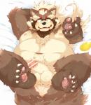 anthro balls belly black_nose blush brown_body brown_fur butt fur genitals humanoid_genitalia humanoid_penis lying male moobs navel nipples overweight overweight_anthro overweight_male penis solo tsurugi tsurugi23 lifewonders tokyo_afterschool_summoners goemon_(tas) canid canine mammal raccoon_dog tanuki 2019 censored hi_res