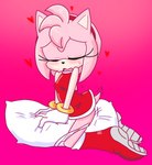 anthro boots clothing dress_shirt female footwear fur grinding hair heart_symbol masturbation pillow pillow_humping pink_body pink_fur pink_hair shirt shoes solo thin_thighs topwear tenshigarden sega sonic_the_hedgehog_(series) amy_rose eulipotyphlan hedgehog mammal