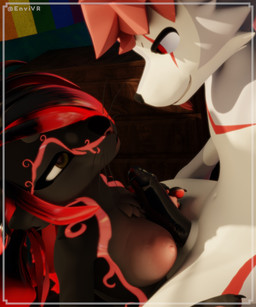 anthro black_body black_fur breast_play breasts duo female foreskin fur genitals looking_at_another looking_at_partner male male/female penis pride_color_flag sex smile smiling_at_another smiling_at_partner tattoo titfuck envivr radiorabbit0 whiplash canid canine canis mammal ottaroo wolf 5:6 absurd_res hi_res brother_(lore) brother_and_sister_(lore) incest_(lore) sibling_(lore) sister_(lore)