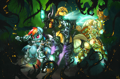 anthro anthrofied armor axe belly blade blue_body blue_eyes blue_feathers blue_fur brown_body brown_fur bulge butt cutie_mark feathered_wings feathers female feral freckles fur green_eyes group gun hair looking_at_viewer male melee_weapon multicolored_hair navel orange_body orange_fur purple_eyes rainbow_hair ranged_weapon surrounded unconvincing_armor weapon wings atryl friendship_is_magic hasbro my_little_pony mythology 0r0 applejack_(mlp) rainbow_dash_(mlp) earth_pony equid equine horse lagomorph leporid mammal monster mythological_creature mythological_equine pegasus pony rabbit 2013 digital_media_(artwork) hi_res