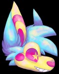 ambiguous_form ambiguous_gender blue_body blue_fur fur head_tuft pink_eyes pink_inner_ear pink_nose pupils side_view simple_background smile snout solo sparklefur star_pupils striped_inner_ear teeth transparent_background tuft two_tone_inner_ear yellow_body yellow_fur yellow_inner_ear yellow_pupils jaspering discotheque_ricochet canid canine canis coyote mammal 2017 alpha_channel digital_media_(artwork) digital_painting_(artwork) headshot_portrait low_res portrait shaded watermark nonbinary_(lore)