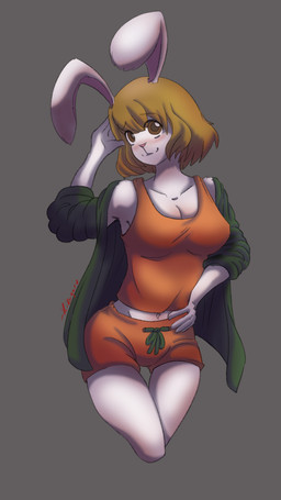 anthro blonde_hair breasts cleavage clothed clothing female fur hair midriff navel pose solo white_body white_fur kikagaro one_piece carrot_(one_piece) hare lagomorph leporid mammal minkmen_(one_piece) rabbit 4k 9:16 absurd_res hi_res pinup
