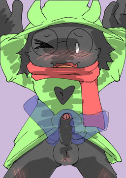 2_horns 5_fingers ambiguous_gender anthro balls balls_blush biped black_balls black_body black_eyebrows black_fur black_penis blush blush_lines body_blush cheek_tuft cleavage_cutout clothed clothed_anthro clothed_male clothing cutout disembodied_hand duo erection eyebrows eyewear facial_tuft fingers floppy_ears foreskin fur genitals glans glasses green_clothing green_hat green_headwear green_robe handjob hat headgear headwear horn humanoid_genitalia humanoid_penis male male/ambiguous male_anthro male_focus one_eye_closed open_mouth partially_retracted_foreskin penile penis pink_glans purple_background raised_clothing raised_robe red_scarf robe round_glasses scarf sex simple_background solo_focus thin_eyebrows tongue_showing tuft wearing_glasses white_eyes young young_anthro young_male suzuinu deltarune undertale_(series) ralsei bovid caprine darkner goat mammal 2023 digital_media_(artwork)