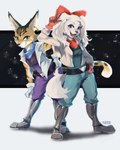 anthro clothing duo female purplelemons nintendo star_fox fay_(star_fox) miyu_(star_fox) bird_dog canid canine canis cocker_spaniel domestic_dog felid feline hunting_dog lynx mammal spaniel 2017 digital_media_(artwork) hi_res shaded