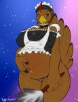 2014 anthro avian big_breasts bird blush bottomless breasts brown_eyes chicken cleavage clothed clothing female hen maid maid_uniform nightfaux pregnant pussy ruthie solo wide_hips
Rating: Explicit
Score: 7
User: Recursion
Date: April 15, 2014